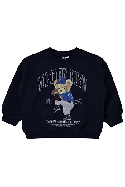Civil Baby Teddy Bear Printed 6-18 Months Sweatshirt - Navy Blue