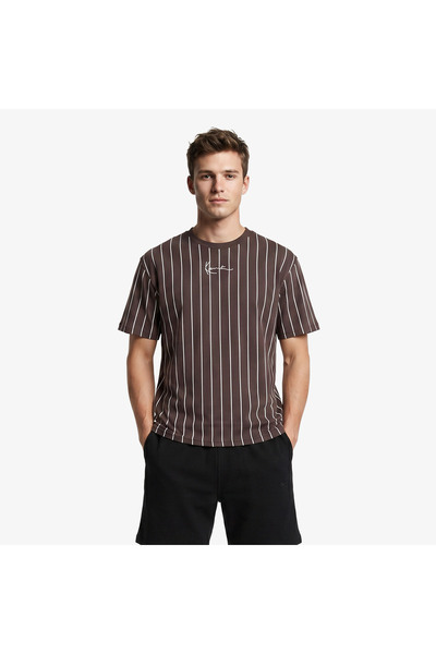 KARL KANI Small Signature Essential Pinstripe Men's Brown T-Shirt