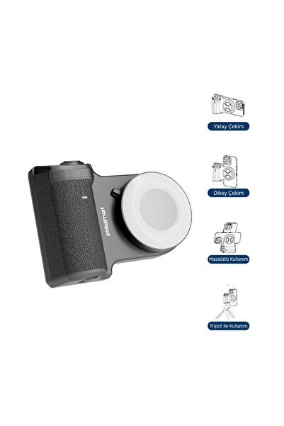 Polosmart PSM154 Işıklı & Deklanşörlü Manyetik Telefon Tutucu Siyah
