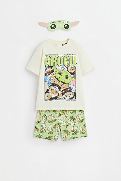 LEFTIES Baby Yoda ©Disney kısa pijama takımı ve uyku bandı