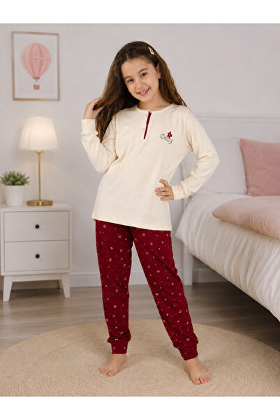 FORMO Girl's 100% Natural Cotton Cuffed Long Sleeve Pajama Set