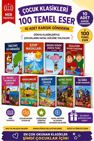 Pembe Yayınevi 100 Temel Eser - Gençler İçin 10 Kitap - 4-5-6-7-8.SINIF ÖĞREN...
