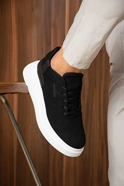 pabucmarketi Lace-Up Men's Sports Shoes Black Suede (Black Sole)