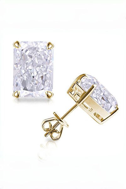 MEETMAY 18K Gold Plated S925 Silver Radiant Cut Earrings - 4ct 8x10mm Crushed...