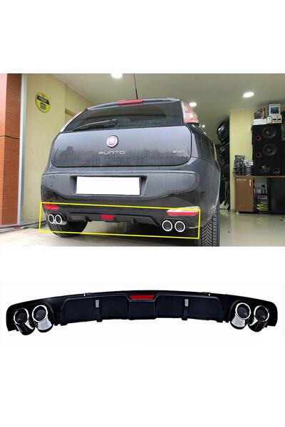 HasAkman Fiat Punto Evo Siyah Difüzör 4 Krom Egzoz Görünümlü Difizör Arka Ek ...