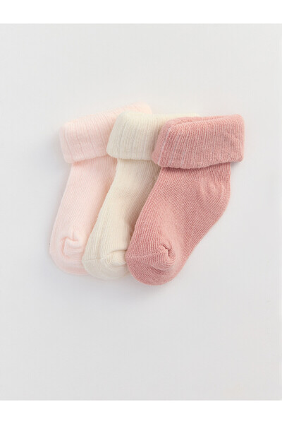 LC Waikiki NEVAVM Farkılıكسيوتي LCW baby Pink Plain مجموعة من 3 جوارب للبنات ...