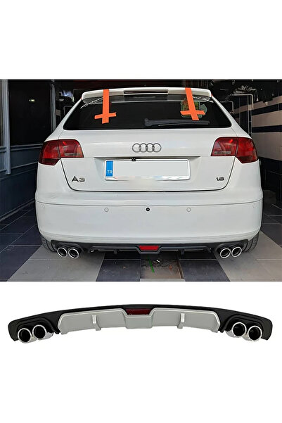 HasAkman Audi A3 8P 2003-2007 Gri Difüzör 4 Krom Egzoz Görünümlü Difizör Arka...