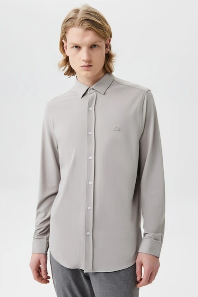Lacoste Men's Slim Fit Button-Down Collar Linen Shirt Men's Button-Down Colla...