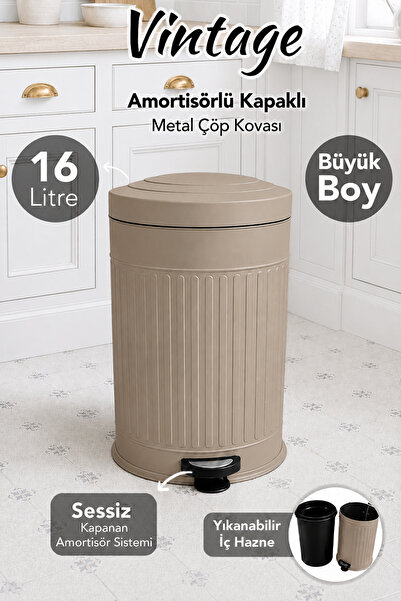 Meleni Home Vintage Trash Can - Bathroom Kitchen Pedal Shock Absorber Lid Tra...