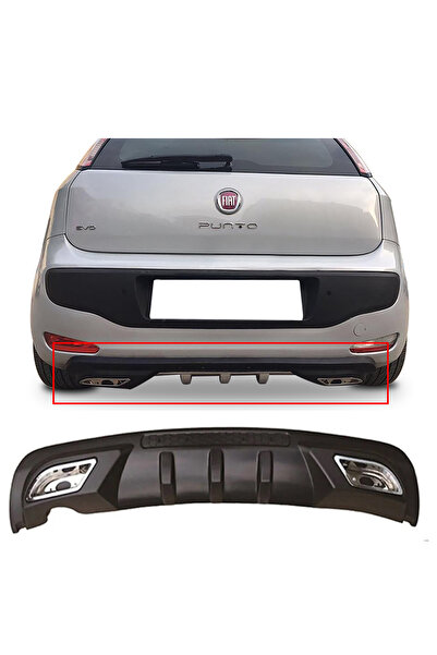 HasAkman Fiat Punto Evo Difüzör Difizör Siyah + Kare Egzoz Görünüm C Tip