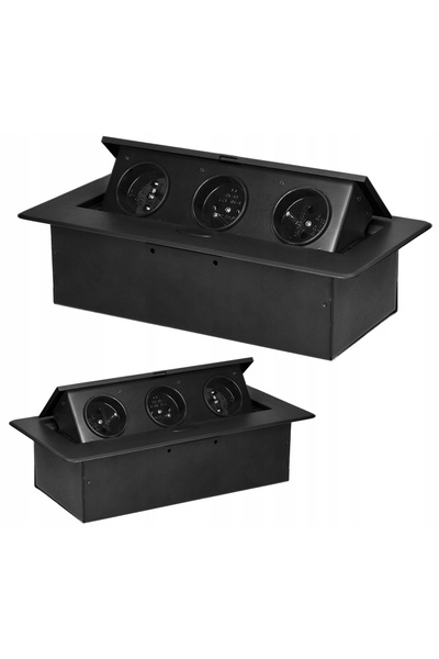 Orno Priză retractabilă pentru mobilier cu blat de masă 3x2PZ, negru OR-GM-90...