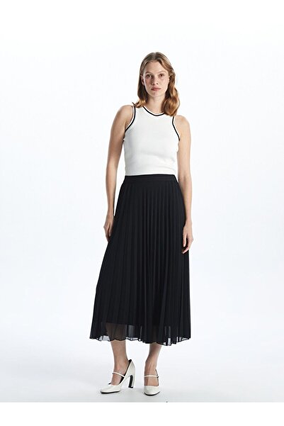 LC Waikiki Elastic Waist Chiffon Women's Pleated Skirt