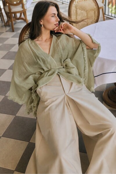 Suziş Cămașă kimono cu curea și ciucuri PER5101