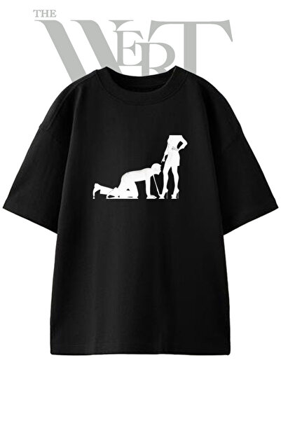 THEWERT Dominance Submission Design Printed Unisex Black Oversize T-Shirt