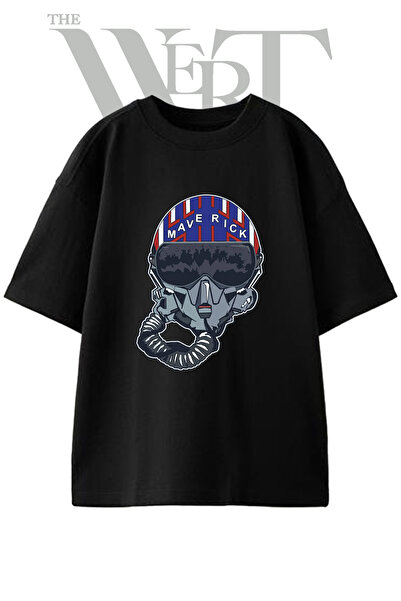 THEWERT Μπλουζάκι Maverick Design με στάμπα Unisex σε μαύρο χρώμα και oversiz...