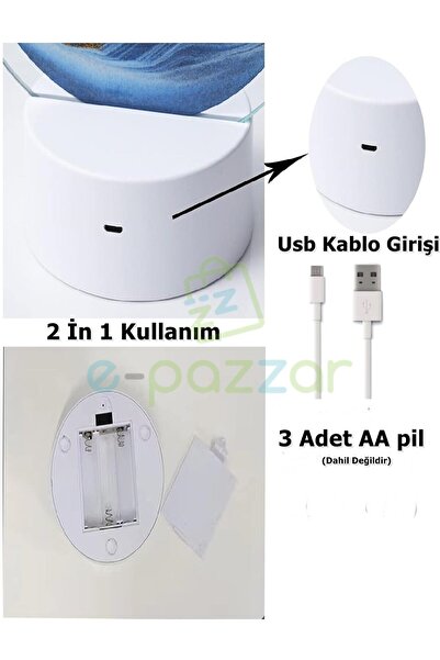 epazzar Işıklı Kum Saati Yeşil 3d Cam 7 Renk Multicolor Çöl Tasarımlı Sulu Dokunmatik Panelli Usb Girişli