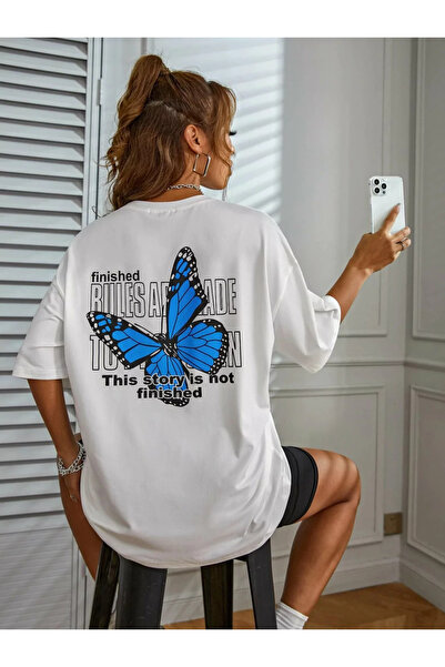 Grafftee Clothing Butterfly This Story Printed Unisex Oversize T-Shirt