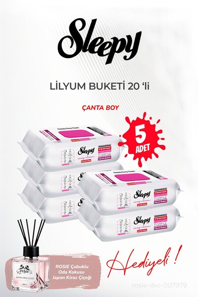 Sleepy Lilyum Bouquet Wet Towels (5 Packs X 20 Sheets) and Rosie Fragrance