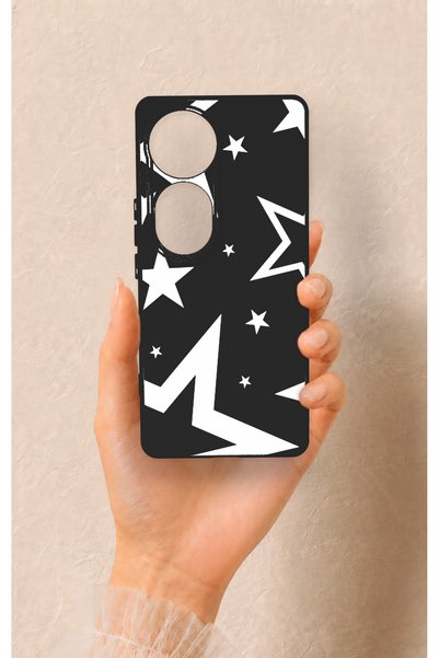 Vip Case حافظة سيليكون متوافقة مع هاتف Vivo V40 باللون الأسود بنمط Mega Star