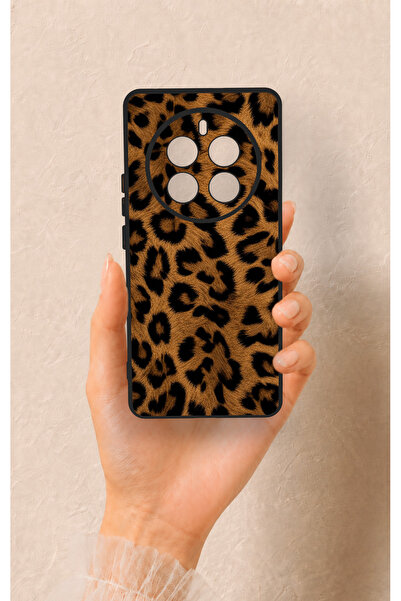 Vip Case Realme 12 Pro Uyumlu Koyu Leopar Deri Desenli Silikon Kılıf