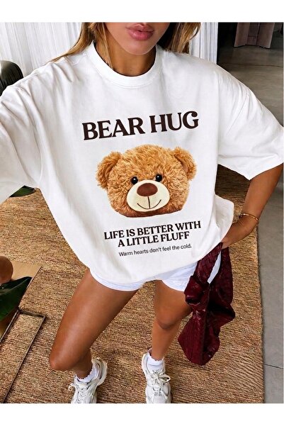 LELVANİ ΜΠΛΟΥΖΑΚΙ ΟΥΝΙΣΕΞ ΜΕ ΣΤΑΜΠΑ ΑΡΚΟΥΔΑΣ "BEAR HUG LIFE - Η ΖΩΗ ΕΙΝΑΙ ΚΑΛ...