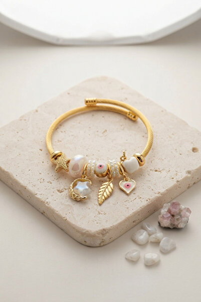 Generic Brand Moon Star and Heart Model White Charm Women's Bracelet