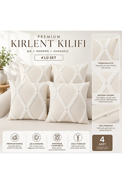 Çeyiz Merkezi Premium Kırlent Kılıfı 4'lü Set 43x43 cm