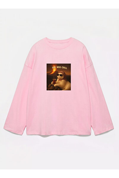Disante 100% bumbac, croială supradimensionată, cu imprimeu - Tricou cu mânec...