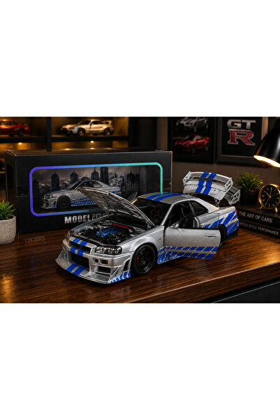 Cici Oyuncak 1:24 Nissan Skyline GT-R R34 Brian O'Conner Silver Blue Liberty ...