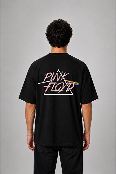 cesita Μπλουζάκι Pink Floyd με στάμπα, υπερμεγέθη, βαμβακερό, μαύρο