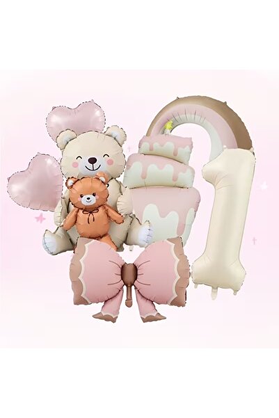 ÇITIPITISTORE Sitting Bear with Cub Rainbow Cake Foil Balloon Birthday Party ...