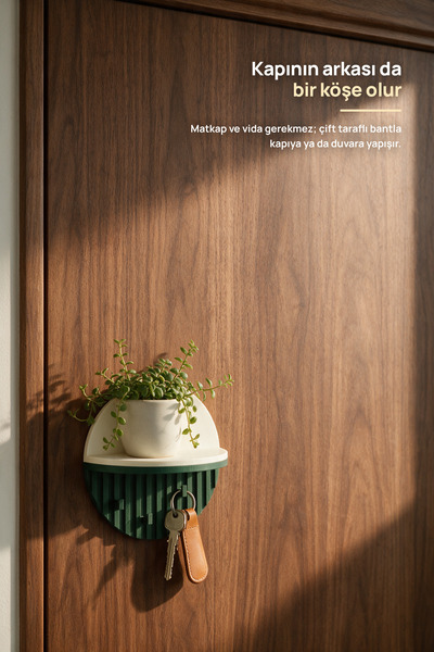 Motifix Minimal Raflı Anahtarlık - İki Parçalı Duvar Anahtar Askısı
