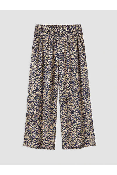 LC Waikiki Beige Elastic Waist Patterned Women's Trousers
