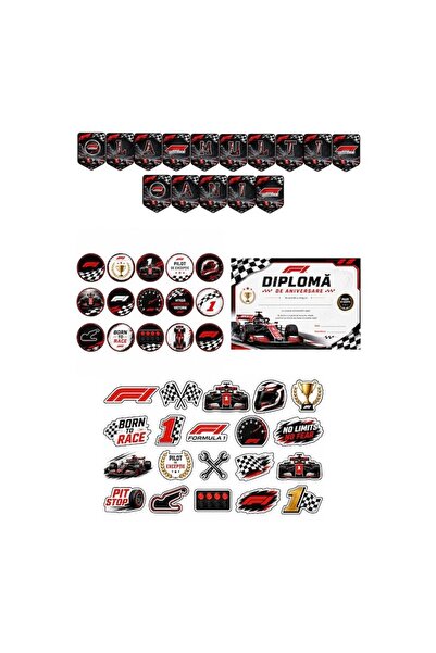 DecoParty Set de petrecere personalizat FORMULA 1, 37 de piese – Banner La Mu...