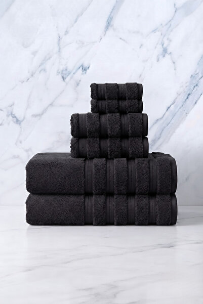 Seritaine 6-Piece Işıl Premium Towel Set - 2 Face Towels - 2 Hand Towels - 2 ...