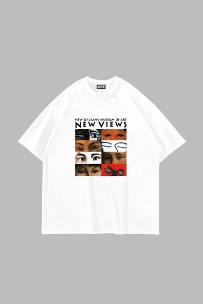 Sekizbiraltı Art New Views Printed Oversize Unisex White Tshirt