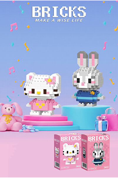 Bricks make a wise life Hello Kitty ve Judy 3D Yapboz - İkili Set - Mikro Blo...