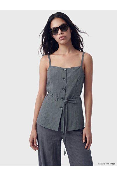 LC Waikiki Square Neck Waist Belted Strappy Blouse