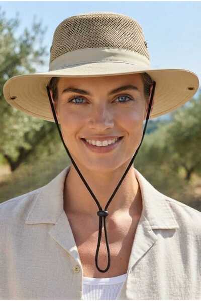 Mood Agenda Women's Mesh Safari Hat Wide Brim Drawstring Breathable Uv Sun Pr...