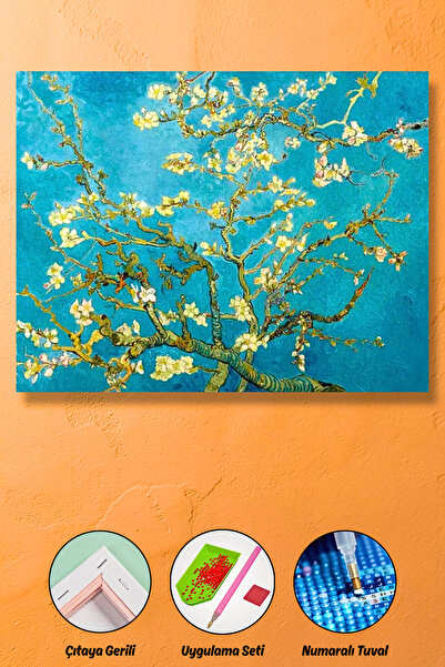 HONDEP 5D Diamond Painting 50x40cm Bahar Dalları Sayılarla Elmas Boyama Mozai...