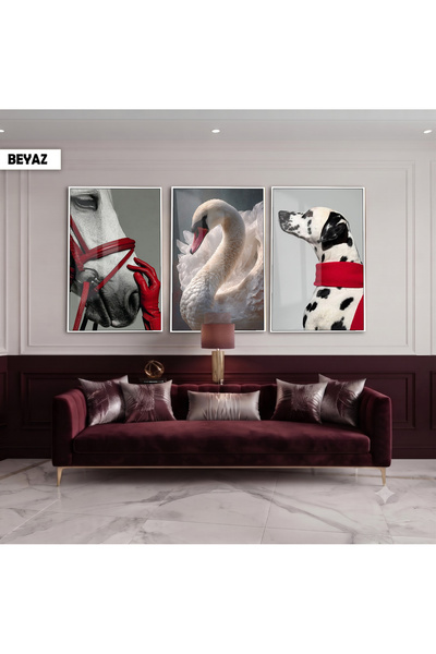 Harika bir ev Modern Noble Animals Concept with Burgundy Accents |   Framed G...