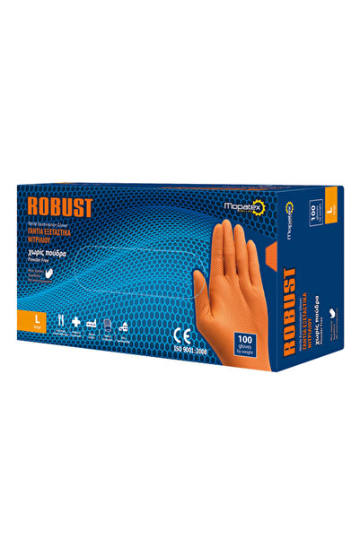 OEM ROBUST ΓΑΝΤΙΑ ΝΙΤΡΙΛΙΟΥ ΠΟΡΤΟΚΑΛΙ (100τεμ.) - (LARGE)(ΧΩΡΙΣ ΠΟΥΔΡΑ) - (ΓΙ...