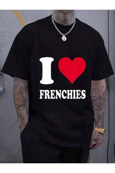 NOURAM تي شيرت صيفي للرجال من القطن 100% بتصميم قلب أحمر وعبارة 'I Love Frenc...
