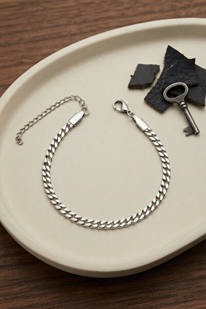 Clariss 316L Steel Thin Cuban Chain Model Silver Color Men's Bracelet