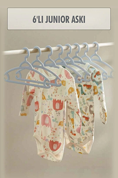 Universal 6’lı Bebek Askısı & Bebek Gardırop Askısı Gri Set
