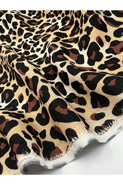 ELNA KUMAŞ Premium Leopar Desenli Viskon Kumaş – Şık Dikiş Projeleri İçin