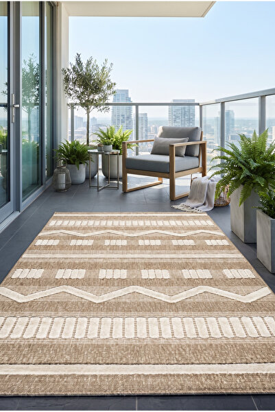 Pastel Modern Dokulu Modern Görünümlü Jüt Halı Natural Krem Oturma Odası Salo...