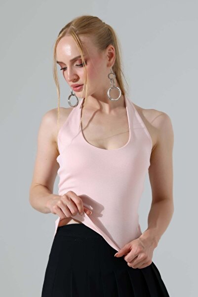 ModaPlaza Women's Halter Neck Lycra Crop Tank Top 22054
