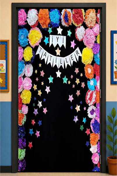 PROMISEBACKDROP2 زينة باب مرنة مقاس 190 × 75 سم، زينة باب من القماش، عيد مبار...