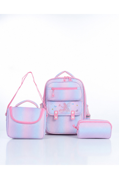 Superbag Kız Çocuk 3'lü İlkokul Okul Çantası Seti – Sırt Çantası, Beslenme Ça...